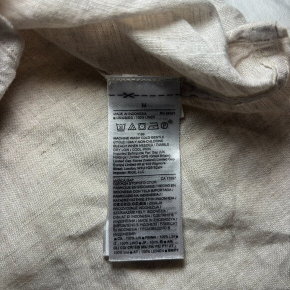 GAP Boyfriend Fit Shirt Women's Beige, Size M, Long Sleeve, Linen, Boho, - Picture 8 of 8